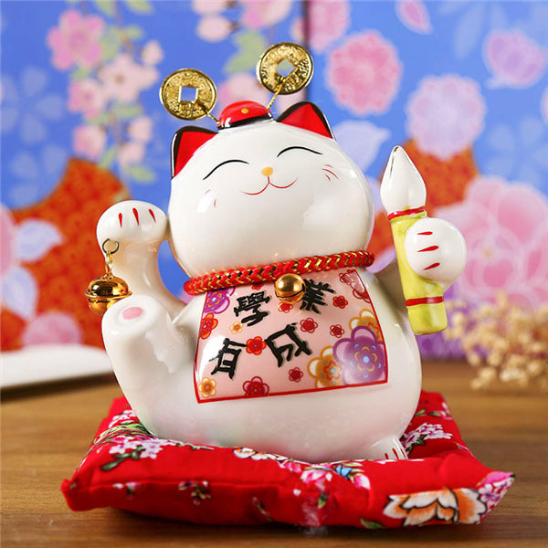 4/6 inch Ceramic Maneki Neko Piggy Bank Creative Home Decoration Porcelain Ornaments Business Gifts Lucky Crafts Lucky Cat Gifts