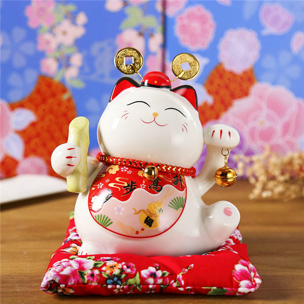 4/6 inch Ceramic Maneki Neko Piggy Bank Creative Home Decoration Porcelain Ornaments Business Gifts Lucky Crafts Lucky Cat Gifts