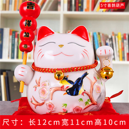 4/6 inch Ceramic Maneki Neko Piggy Bank Creative Home Decoration Porcelain Ornaments Business Gifts Lucky Crafts Lucky Cat Gifts