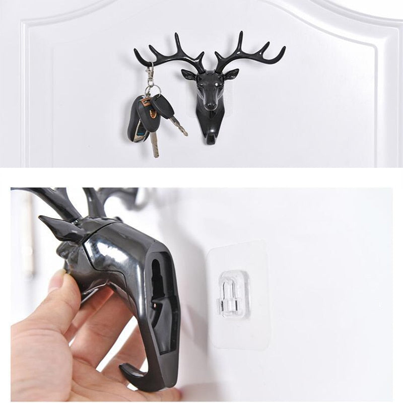 Wall Hanging Hook Vintage Deer Head Antlers for Hanging Clothes Hat Scarf Key Deer Horns Hanger Rack Wall Decoration