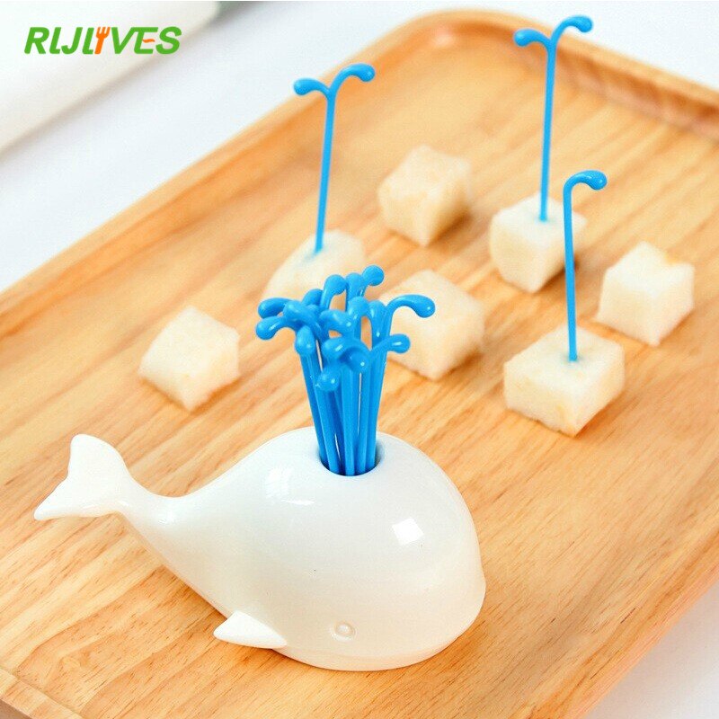 1 Set Cute Beluga White Whale Kitchen Accessories Cooking Fruit Vegetable Tools Gadgets For Party Home Decor Hall Fruit Fork Set