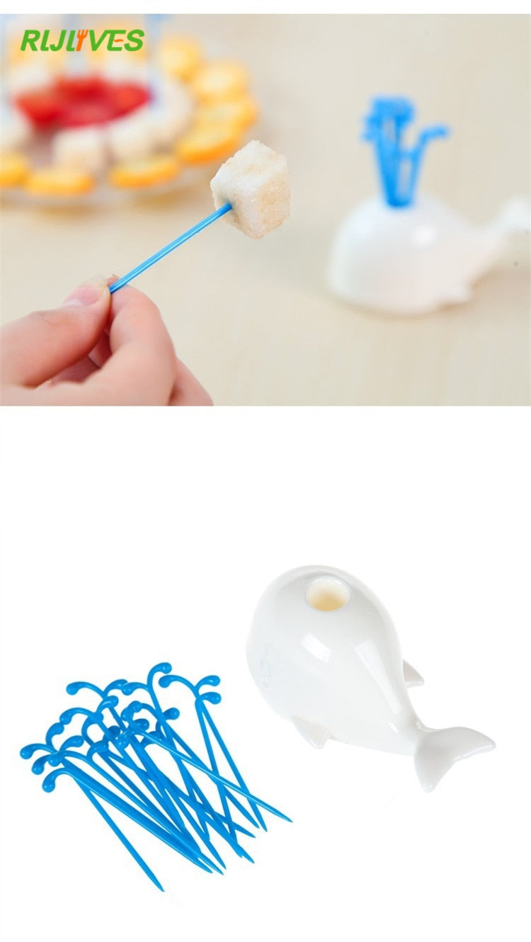 1 Set Cute Beluga White Whale Kitchen Accessories Cooking Fruit Vegetable Tools Gadgets For Party Home Decor Hall Fruit Fork Set