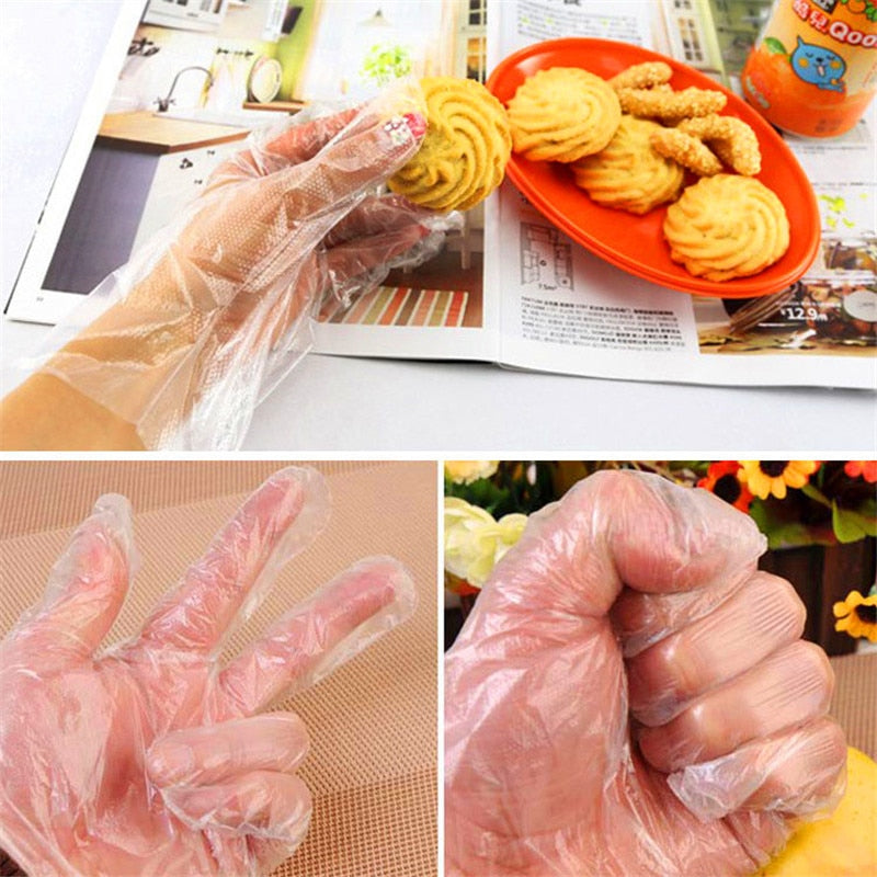 100Pcs/Pack Food Plastic Gloves Disposable Gloves for Restaurant Kitchen BBQ Eco-friendly Food Gloves Fruit Vegetable Gloves