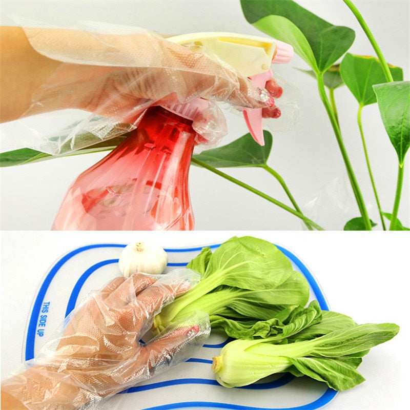 100Pcs/Pack Food Plastic Gloves Disposable Gloves for Restaurant Kitchen BBQ Eco-friendly Food Gloves Fruit Vegetable Gloves