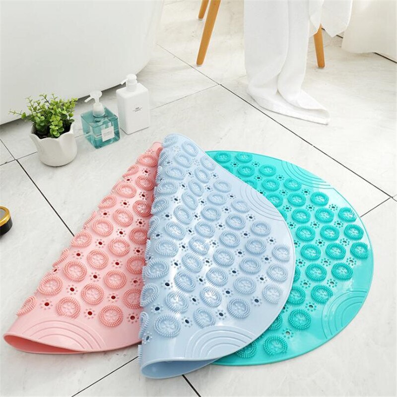 55CM Non-Slip Round Bathroom Mat Safety Shower Bath Mat PVC Massage Pad Bathroom Carpet Floor Drainage Suction Cup Bath Mat