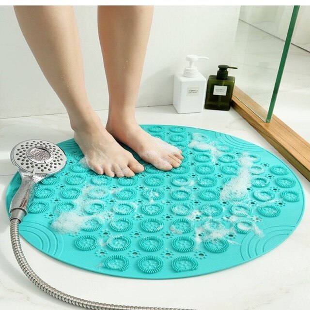 55CM Non-Slip Round Bathroom Mat Safety Shower Bath Mat PVC Massage Pad Bathroom Carpet Floor Drainage Suction Cup Bath Mat