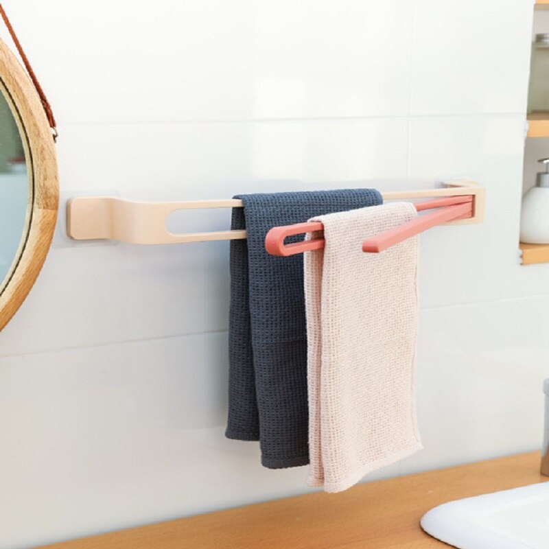 Punch-free paste bathroom Degree Rotating Towel Multifunction Wall Mounted Towel Holder Kitchen Storage Rack Bathroom Supply