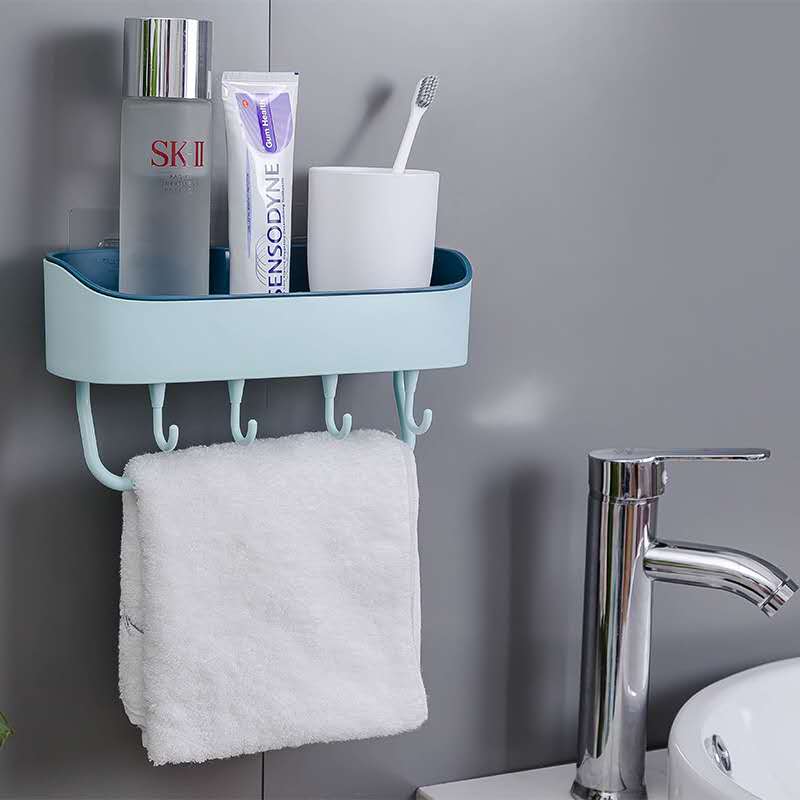 Set Bathroom Shelf No Drill Organizer Wall Mounted Shampoo Spices Shower Storage Rack Holder Bathroom Accessories