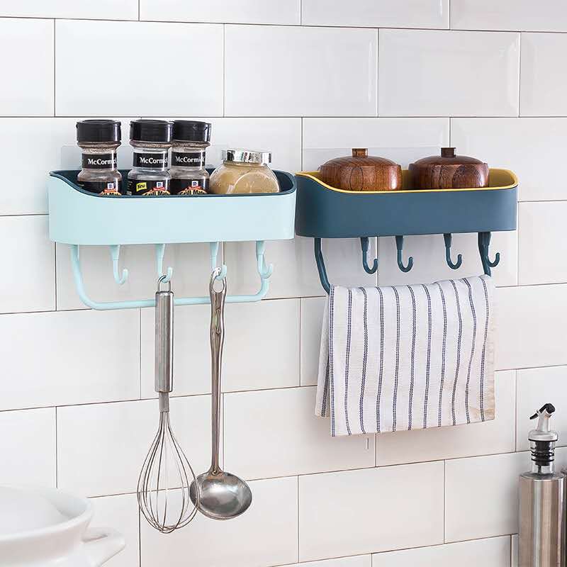 Set Bathroom Shelf No Drill Organizer Wall Mounted Shampoo Spices Shower Storage Rack Holder Bathroom Accessories