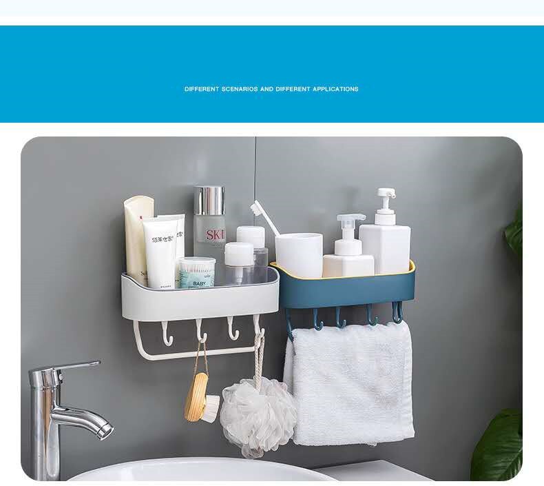 Set Bathroom Shelf No Drill Organizer Wall Mounted Shampoo Spices Shower Storage Rack Holder Bathroom Accessories