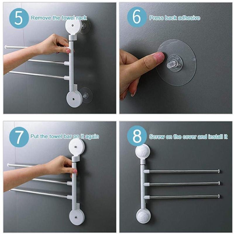 3/4 Punch-free Strokes Towel Rack 360 Degree Rotating Bathroom Kitchen Cabinet Towel Rag Rack Shelf Towel Bar Hanging Holder