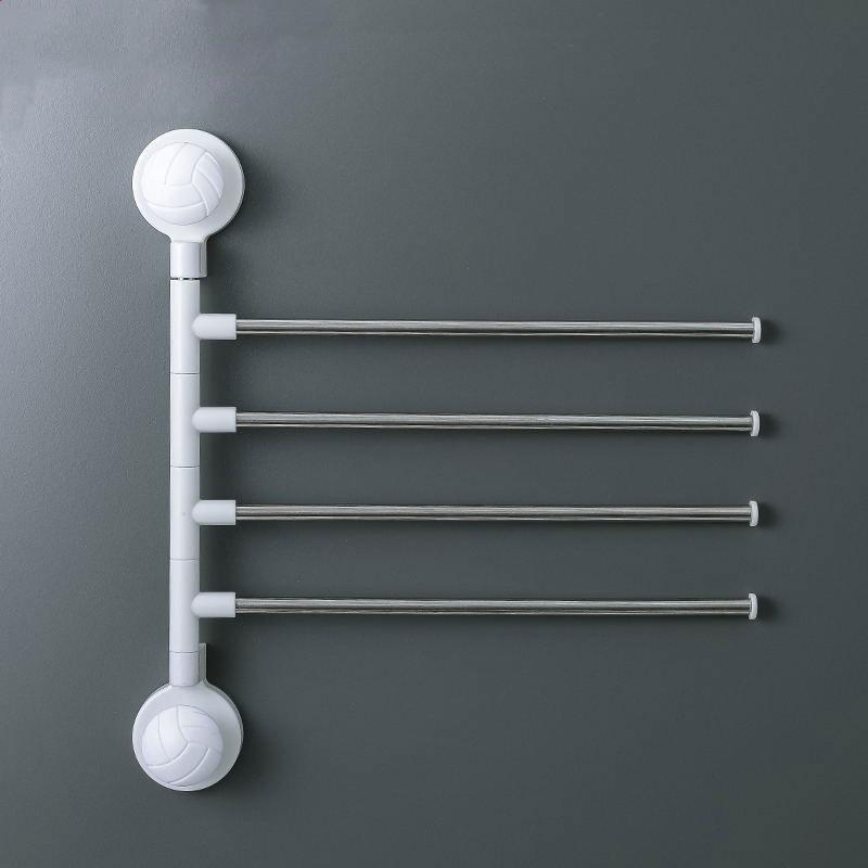 3/4 Punch-free Strokes Towel Rack 360 Degree Rotating Bathroom Kitchen Cabinet Towel Rag Rack Shelf Towel Bar Hanging Holder