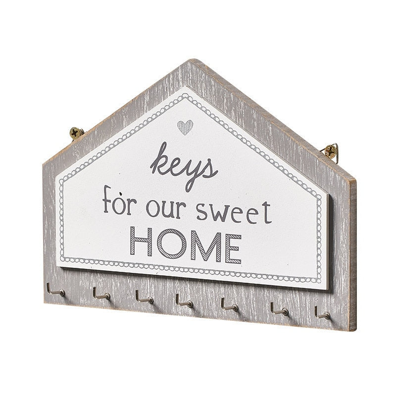 1Pc Wood Key Hook Holder Wall Hanging Organizer Rectangle Shape House Key Rack Hooks Coat Hanger Home Decoration Coat Wall Hook