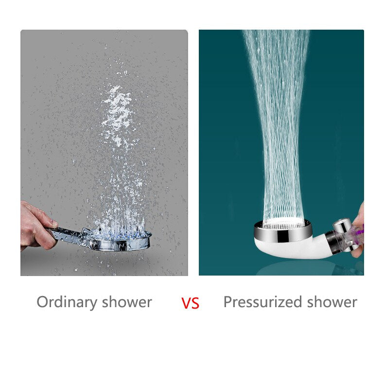 3-Modes Powerful Pressurized shower Water Saving Spray Shower Head Bathroom Hand-held Pressurized Massage Shower Head