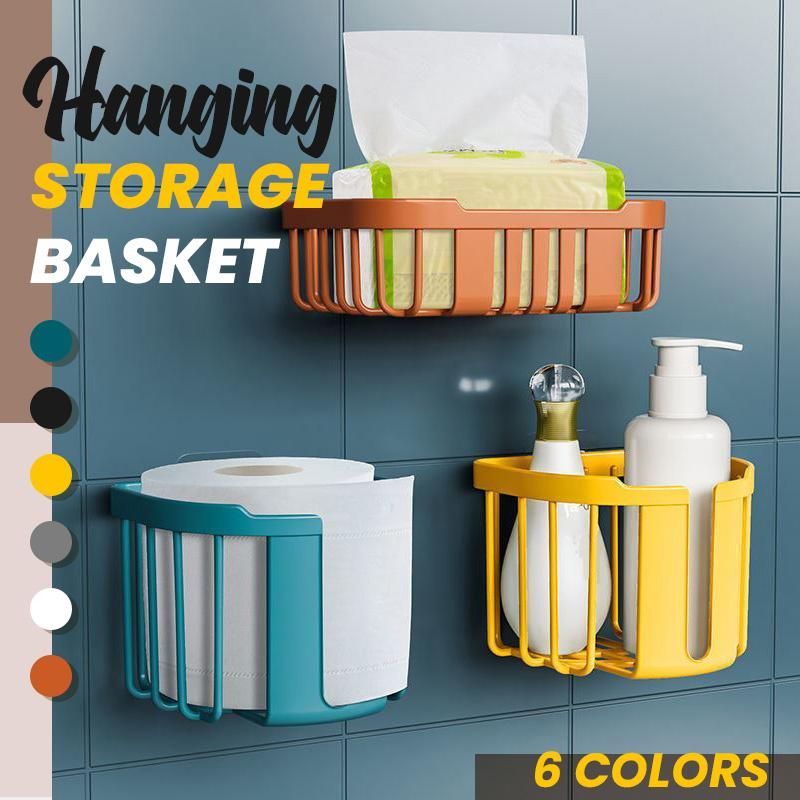 4 Color Mini  Punch-Free Hanging Storage Basket  Plastic Storage Box For Kitchen Bathroom Organizing  Mini Storage Case