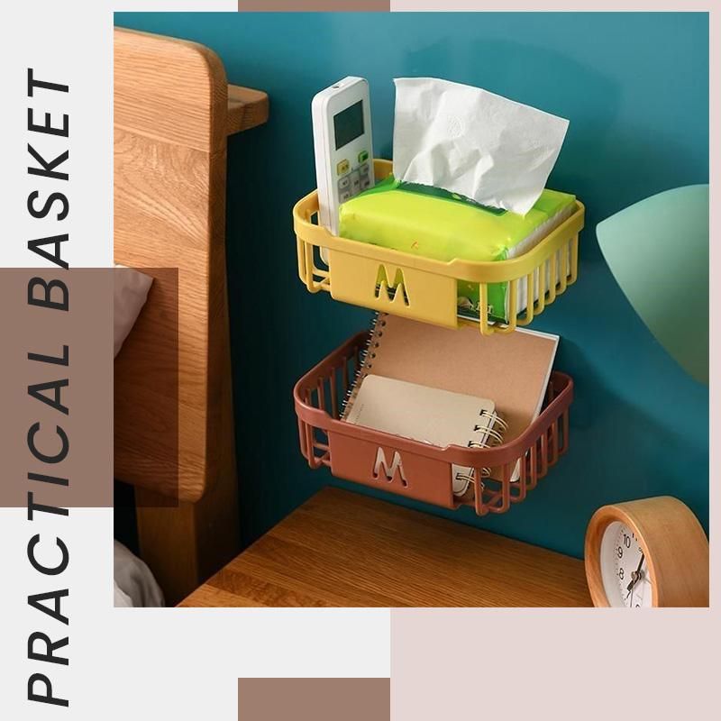 4 Color Mini  Punch-Free Hanging Storage Basket  Plastic Storage Box For Kitchen Bathroom Organizing  Mini Storage Case